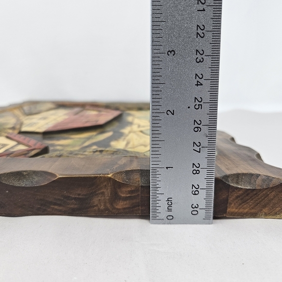 Hand Carved 3-D Wood Village Country Side Farm Life Hand Painted Picture - Picture 10 of 10